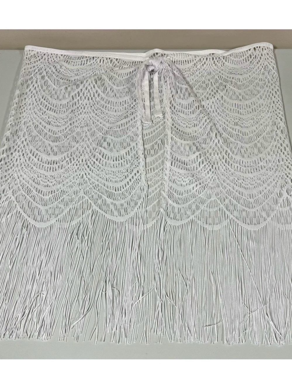 Freshwater White Lace Fringe Beach Pool Swim Coverup Sarong Skirt Bottoms O/S 🤍✨